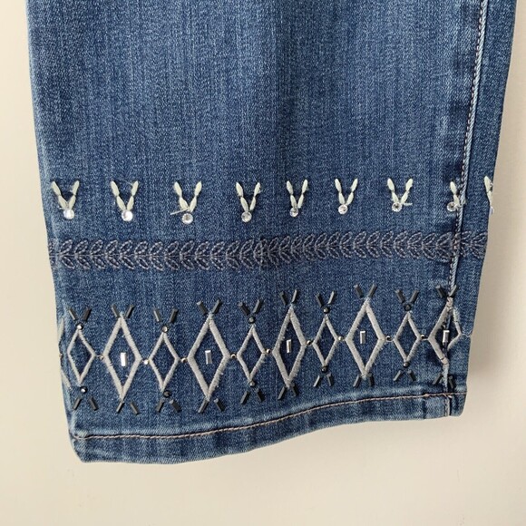 Seven7 Embroidered Hem Limited Edition Straight Leg Jeans Blue 22 - Picture 11 of 11